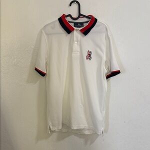 Psycho Bunny White Polo with Red and Black Trim